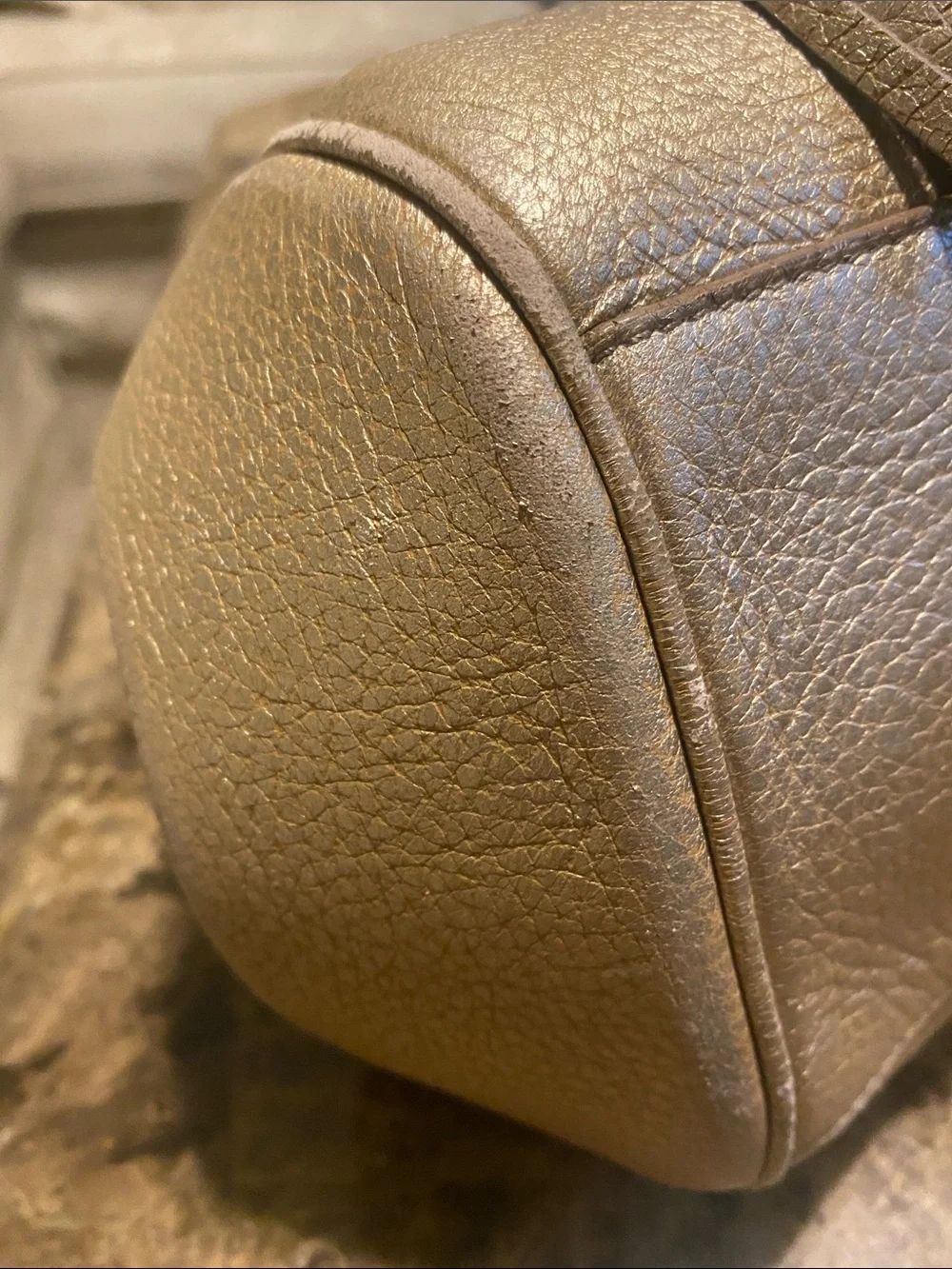 Bally Metallic Gold Leather Satchel with Tassel